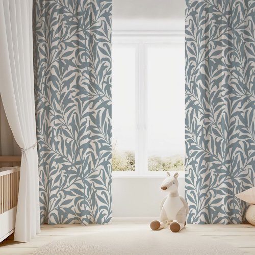 Dusty Blue and White Willow Bough Blackout Curtains