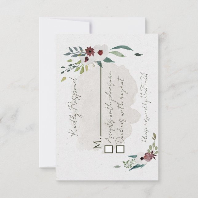 Dusty Blue and Wine Response Card (Front)