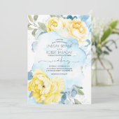 Dusty Blue and Yellow Floral Wedding Invitation (Standing Front)