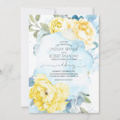 Dusty Blue and Yellow Floral Wedding Invitation (Front)