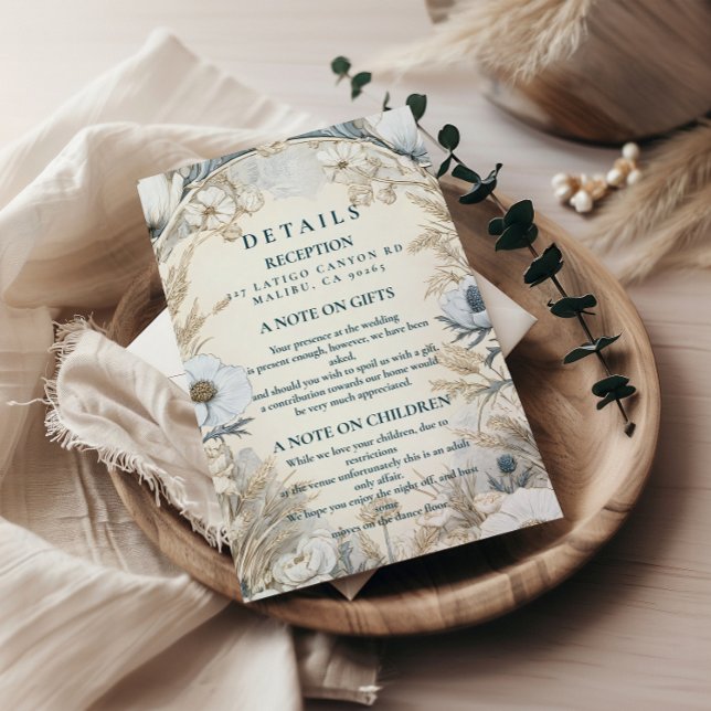 Dusty Blue Anemone Wedding Enclosure Card (Creator Uploaded)