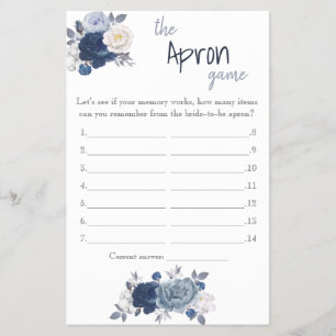 Dusty Blue Apron Game–Elegant Bridal Shower Prin Flyer