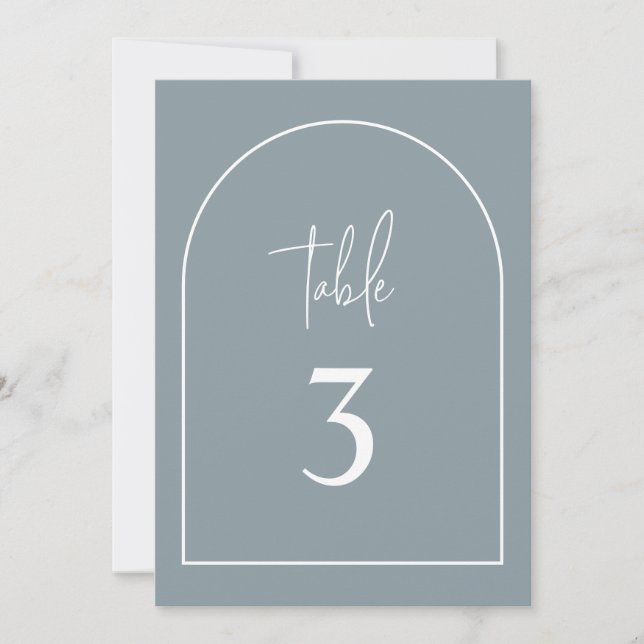 Dusty Blue Arch Minimal Baptism Table Number (Front)