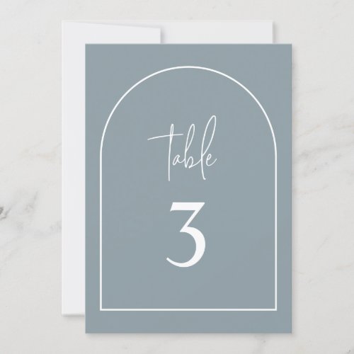 Dusty Blue Arch Minimal Baptism Table Number