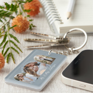 Dusty blue arch multi photo wedding gift decor keychain