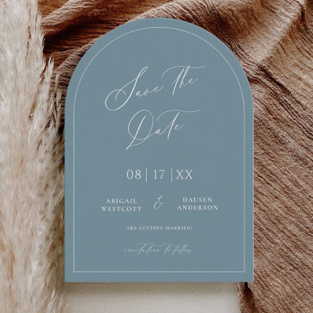Dusty Blue Arch Save the Date Wedding Announcement (Creator Uploaded)