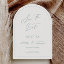 Dusty Blue Arch Save the Date Wedding Announcement