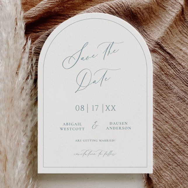Dusty Blue Arch Save the Date Wedding Announcement (Creator Uploaded)