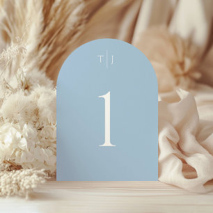 Dusty Blue Arched Table Number, Acrylic Table Card Invitations