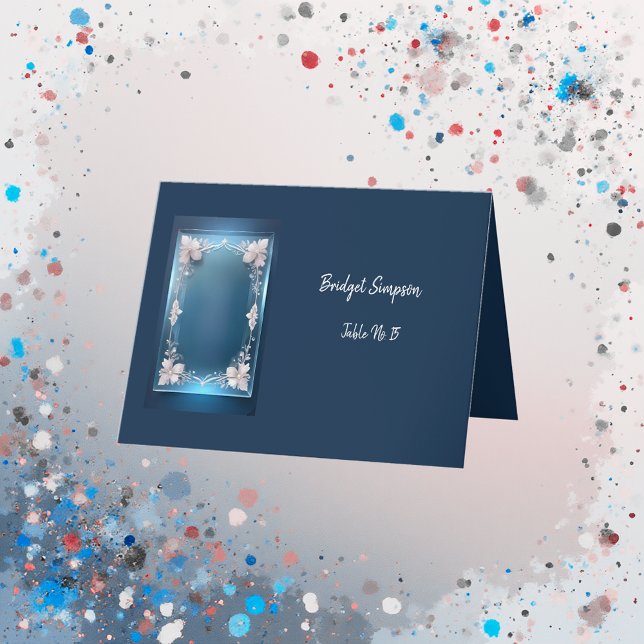 dusty blue art deco ornate frame seating card (Creator Uploaded)