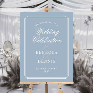 Dusty Blue Art Deco Wedding Welcome Sign
