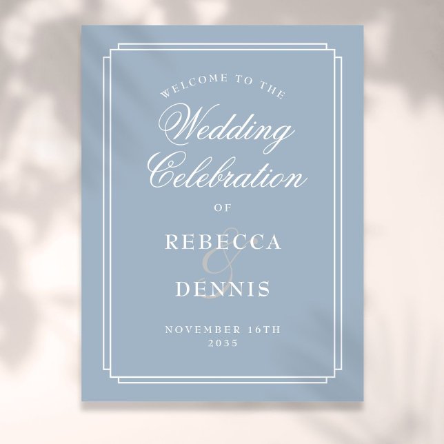 Dusty Blue Art Deco Wedding Welcome Sign (Dusty Blue Art Deco Wedding Welcome Sign)