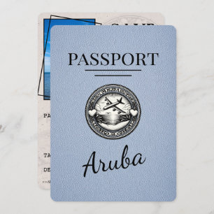 Dusty Blue Aruba Passport Save The Date