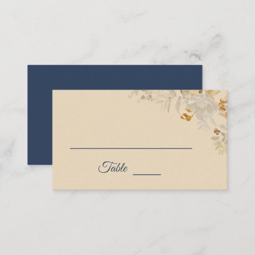 Dusty Blue Autumn Boho Wedding Place Card