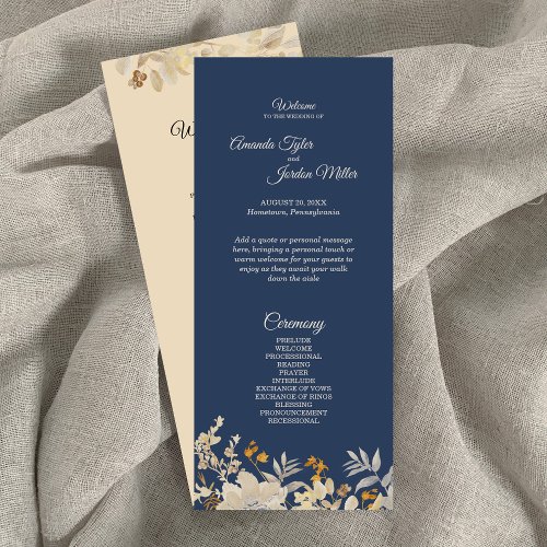 Dusty Blue Autumn Boho Wedding Program