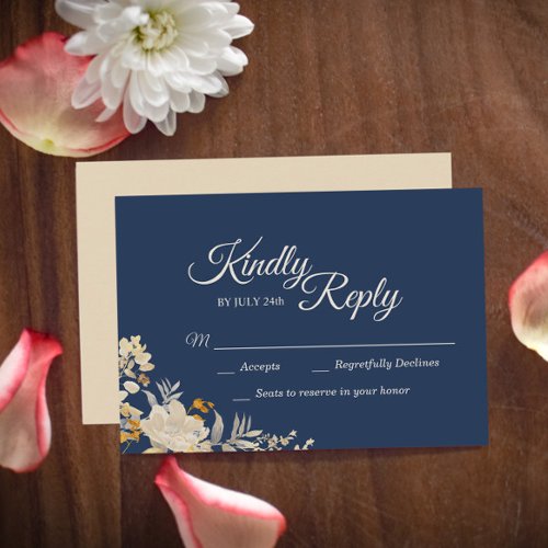 Dusty Blue Autumn Boho Wedding Response Card