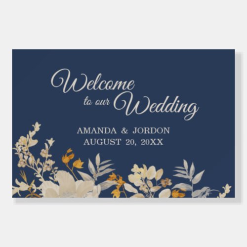 Dusty Blue Autumn Boho Wedding Welcome Sign