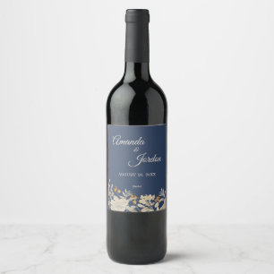 Dusty Blue Autumn Boho Wedding Wine Label