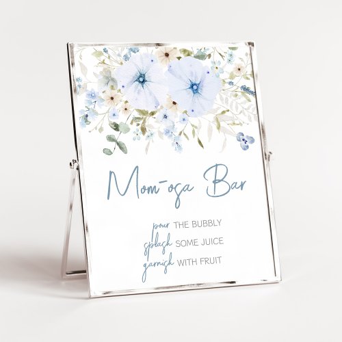 Dusty Blue Baby Bloom Baby Shower Mom Osa Bar Poster