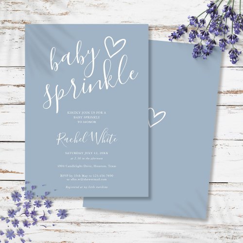 Dusty Blue Baby Boy Baby Sprinkle Shower Invitation