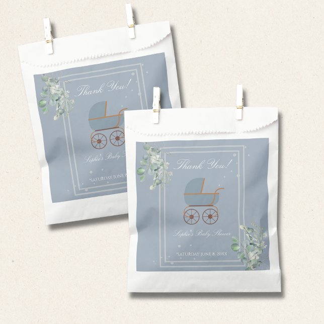 Dusty Blue Baby Carriage Custom Sign Favor Bag (Creator Uploaded)