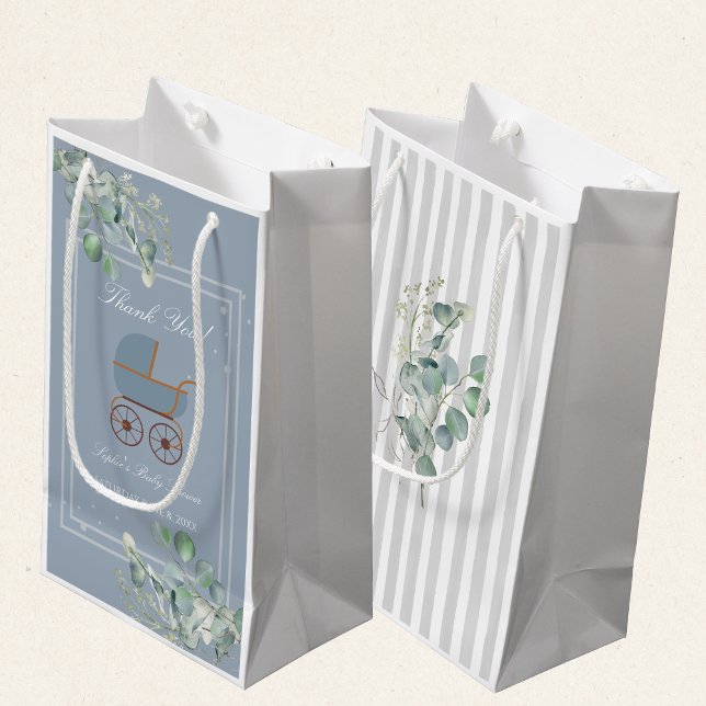 Dusty Blue Baby Carriage Custom Sign Small Gift Bag (Creator Uploaded)