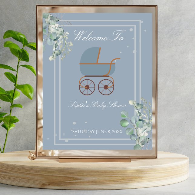 Dusty Blue Baby Carriage Welcome Sign (Creator Uploaded)