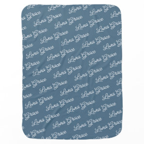 Dusty Blue Baby Girl Personalized Name Custom Blanket