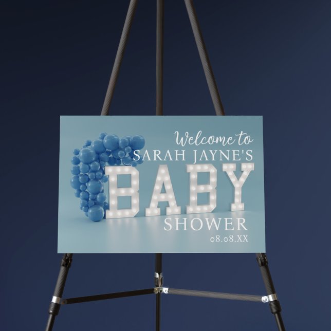 Dusty Blue Baby Shower Balloon Arch Welcome Foam Board (A )