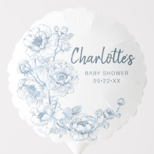 Dusty Blue Baby Shower Balloon Floral Chinoiseriei