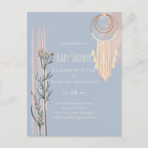 Dusty Blue Baby Shower Boho Postcard