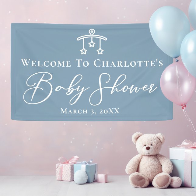 Dusty Blue Baby Shower Chic Custom Party Banner (Creator Uploaded)