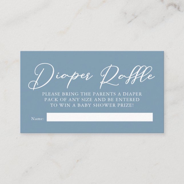 Dusty Blue Baby Shower Diaper Raffle Enclosure Card (Front)