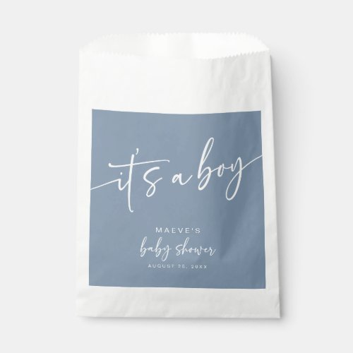 Dusty Blue Baby Shower Favor Bags Modern Its a Boy