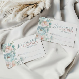 Dusty Blue Baby Shower guess how many candies  Enclosure Card