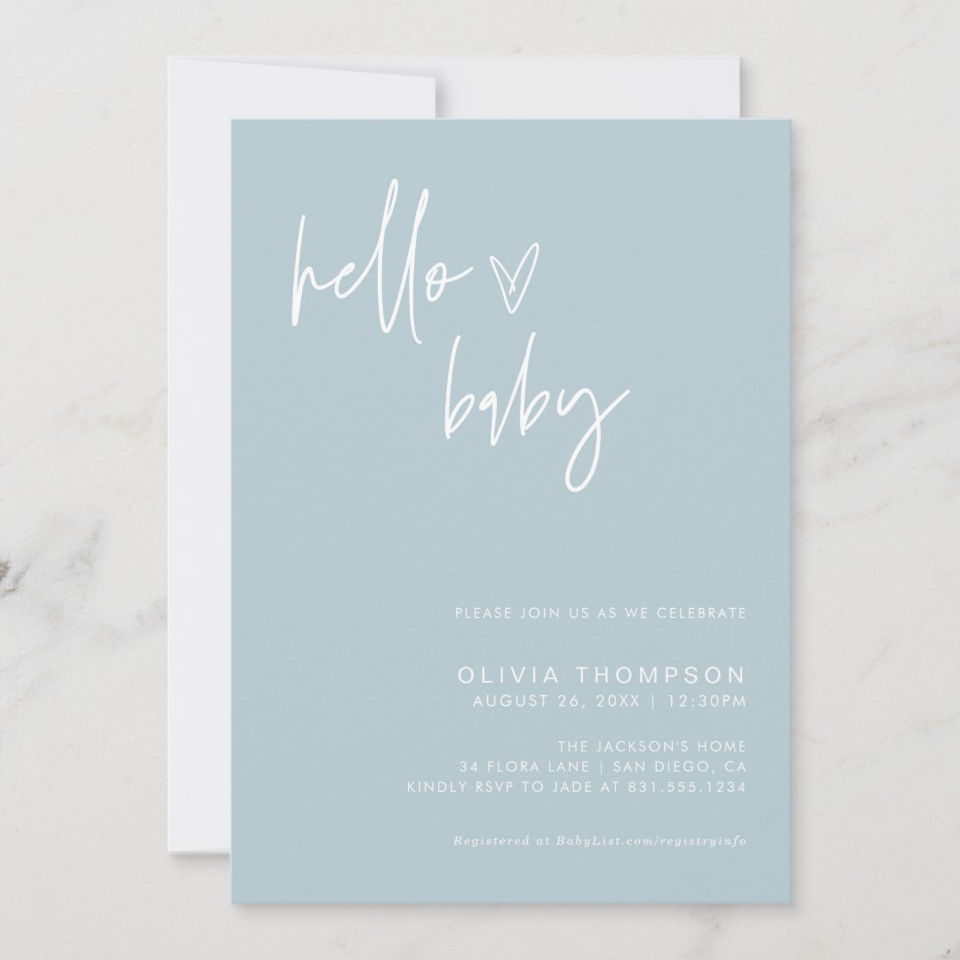 Dusty Blue Baby Shower Invite Boy Shower Invite Zazzle