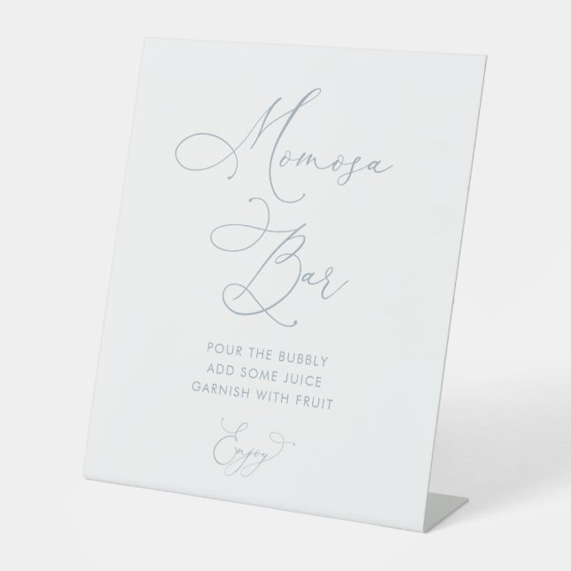 Dusty blue Baby Shower Momosa Bar Pedestal Sign (Front)