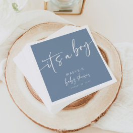 Dusty Blue Baby Shower Paper Napkins Modern Boy