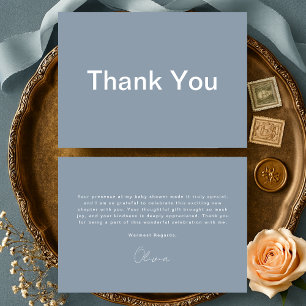 Dusty Blue Baby Shower Thank You Card