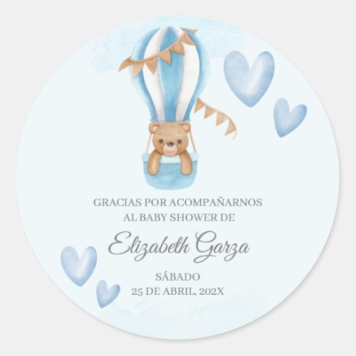 Dusty blue Baby Shower thank you sticker for boy