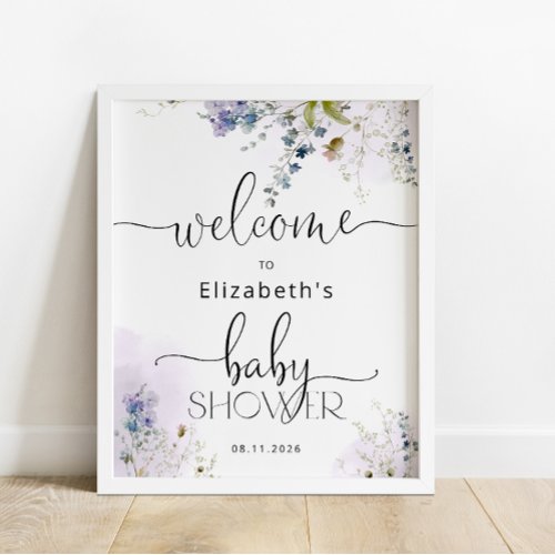 Dusty Blue Baby Shower Welcome Poster
