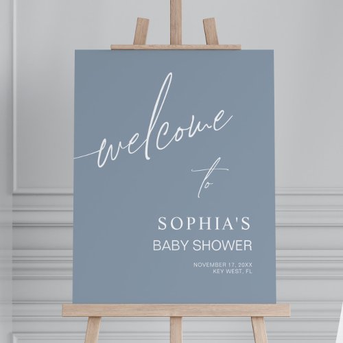 Dusty Blue Baby Shower Welcome Sign