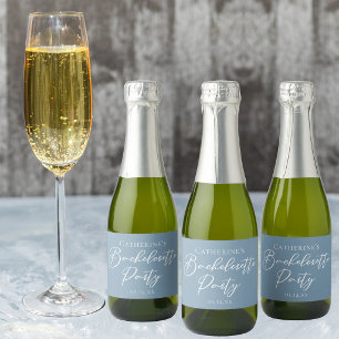 Dusty Blue Bachelorette Party Personalized Mini Sparkling Wine Label