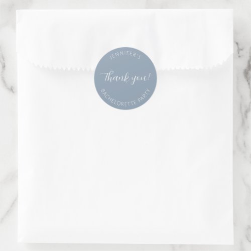 Dusty Blue Bachelorette Party Thank You Classic Round Sticker