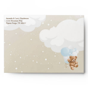 Dusty Blue Balloon Teddy Bear Bearly Wait Envelope