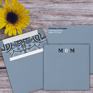Dusty Blue Bandana Monogram Envelope