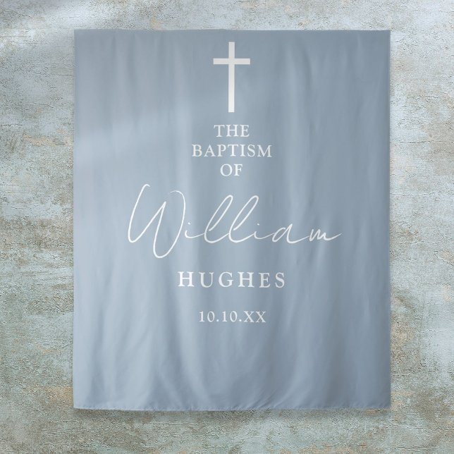 Dusty Blue Baptism Christening Photo Backdrop (Dusty Blue Baptism Christening Photo Backdrop)