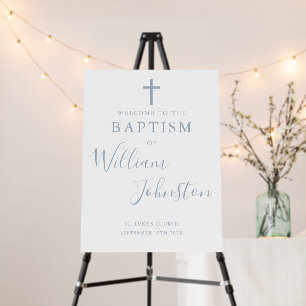 Dusty Blue Baptism Christening Welcome Sign
