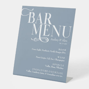 Dusty Blue Bar Menu Pedestal Sign
