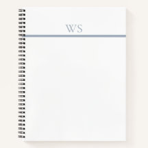 Dusty Blue Bar Monogram Personalized Notebook